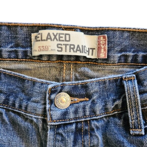 Levi's 559 relaxed straight jeans men's 34x28 faded denim blue  Y2K - Picture 4 of 11
